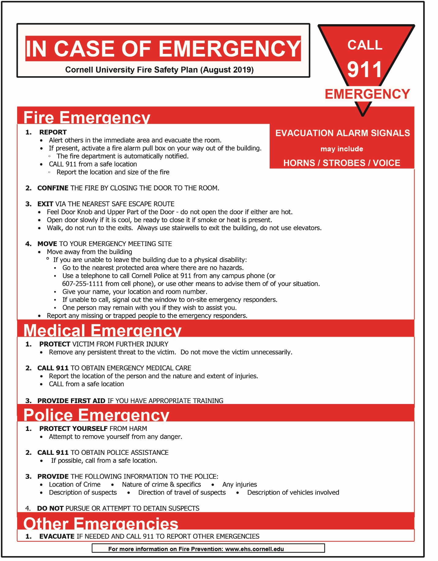 Fire Safety Plan (August 2019) Poster