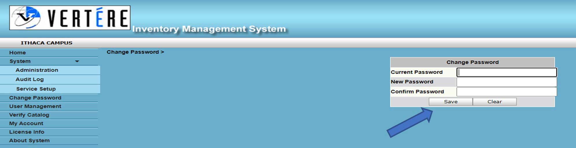Vertere Website Screenshot Showing the Save Button.