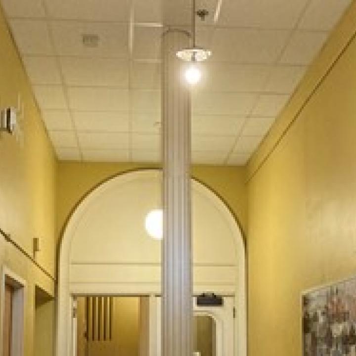 A example of the light bulb and fixtures being changed and cleaned.
